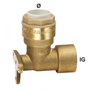 90° Brass Elbow Fitting with Wall-Mount Bracket