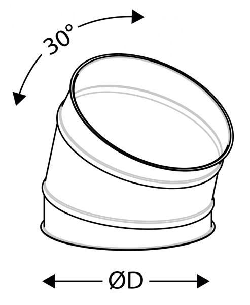 In this image you can see a drawing of a 30 degrees segment bend